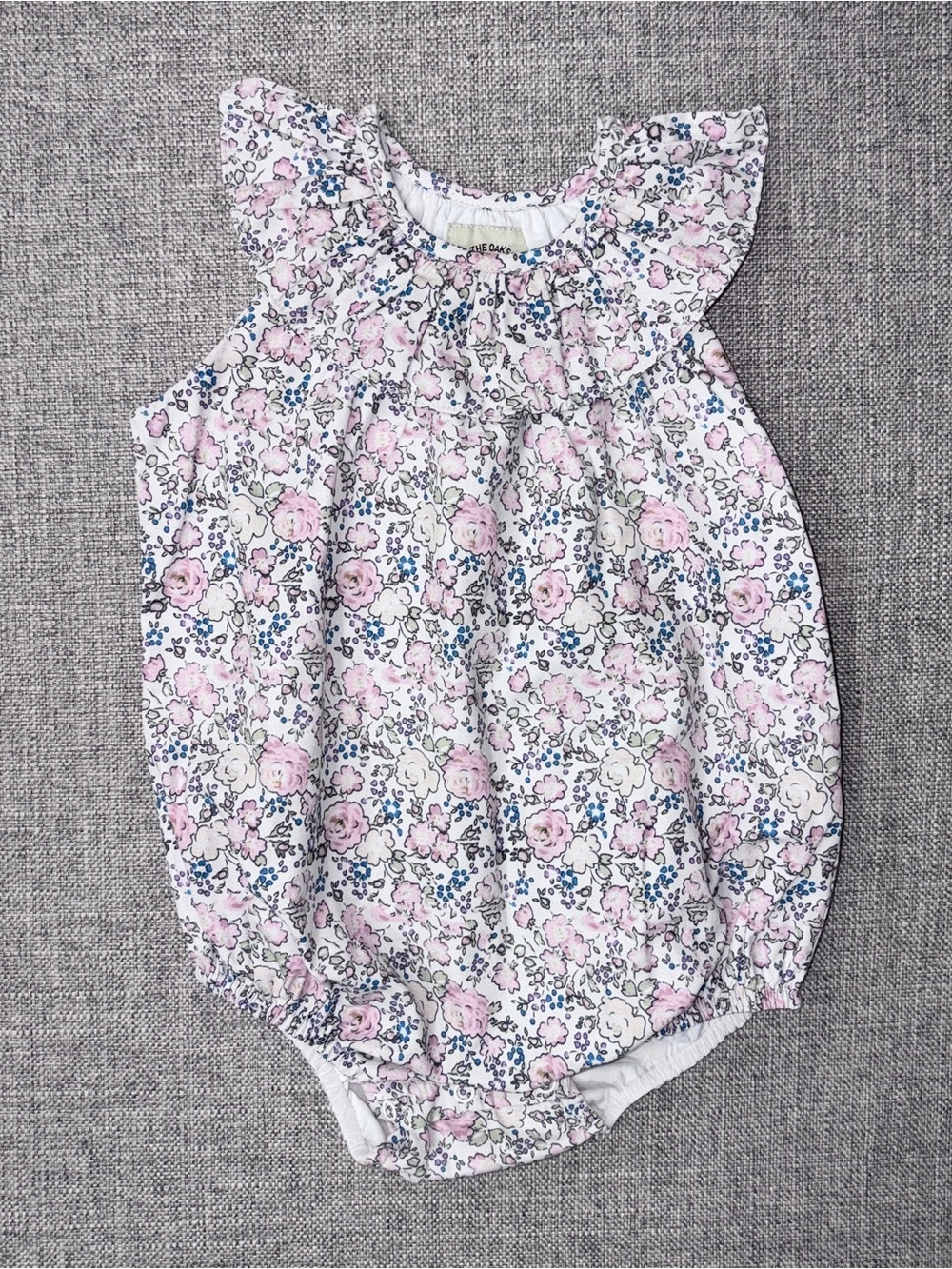 The Oaks 24m EUC Floral Ruffle Baby One-Piece Bodysuit in Pink